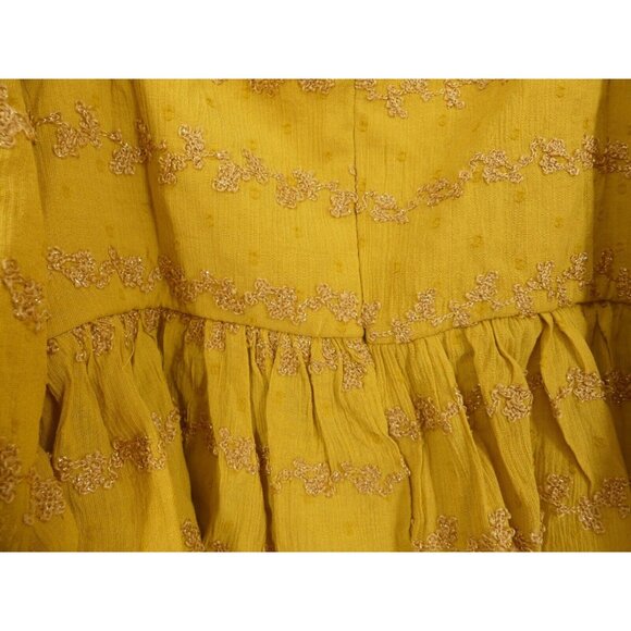 VICI Womens Small Babydoll Top Divine Puff Sleeve Peasant Boho Mustard - Picture 8 of 9